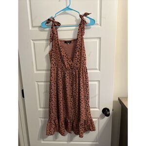 Sugar Lips Dress Womens Small Brown‎ Sleeveless Smocked Tiered Sundress